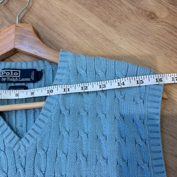 Ralph Lauren Cable Knit Sweater Vest Blue Size Large - Picture 9 of 11